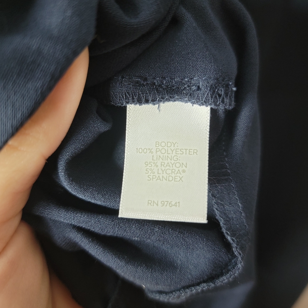 NEW J. Jill Wearever Collection Navy Blue Drape Style Midi Dress PL Large Petite - Picture 6 of 6